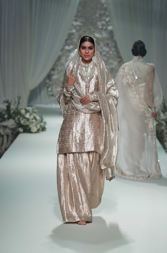 Rose Gold Tissue Kurta Set