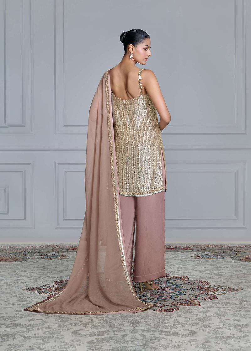 Gold Sequins Embroidered Kurta Set