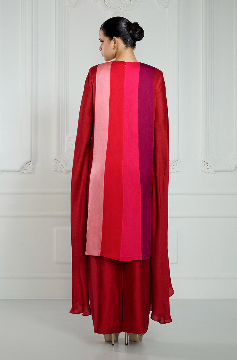 Red Multi Stripe Kurta Set