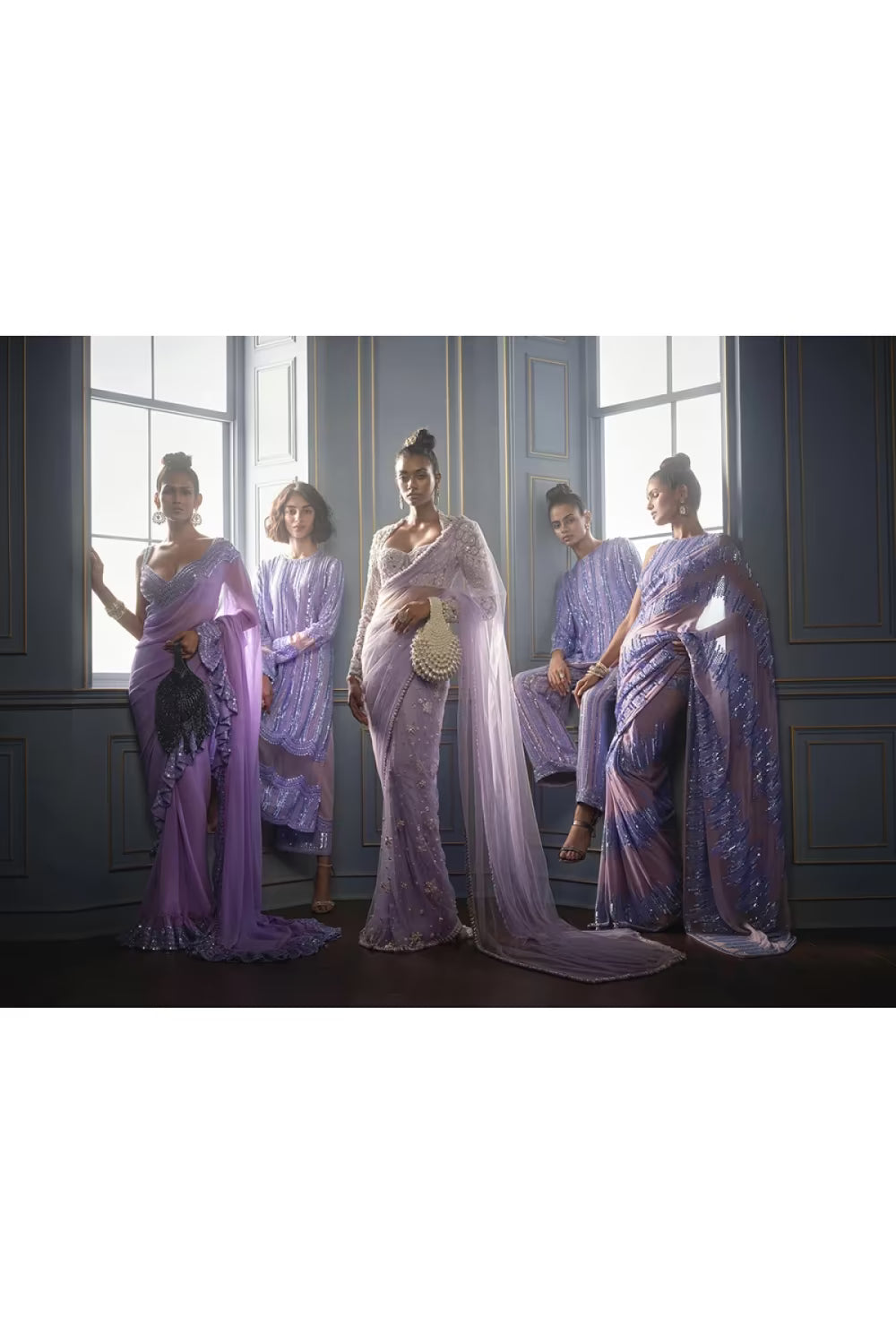 Lilac Dreamy Pearl Saree Set