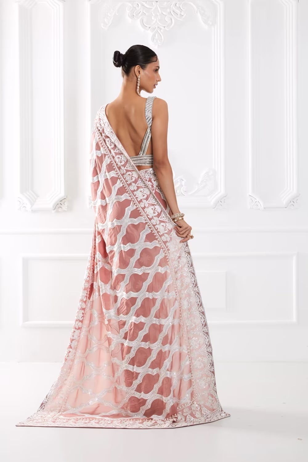 Rust Kashmiri Embroidered Saree Set