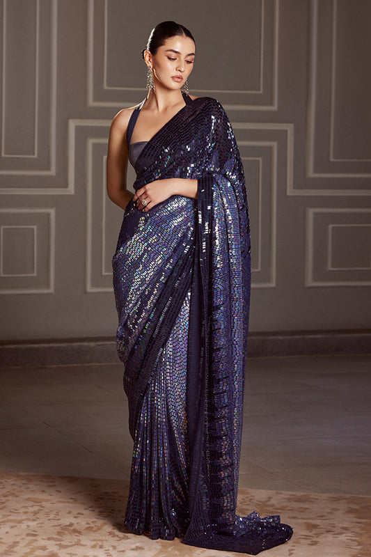 Azure Blue Georgette Saree Set