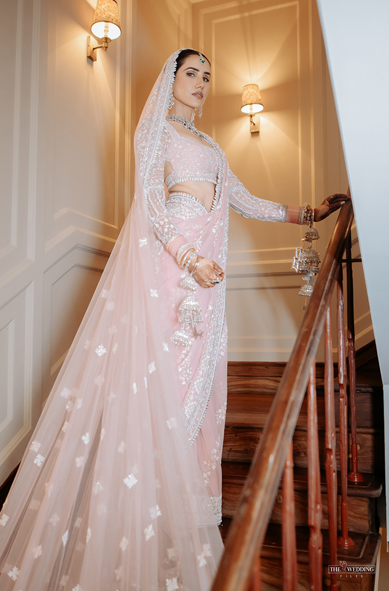Bride: Sonnalli Sajnani In Our Pink Chiffon Saree Set