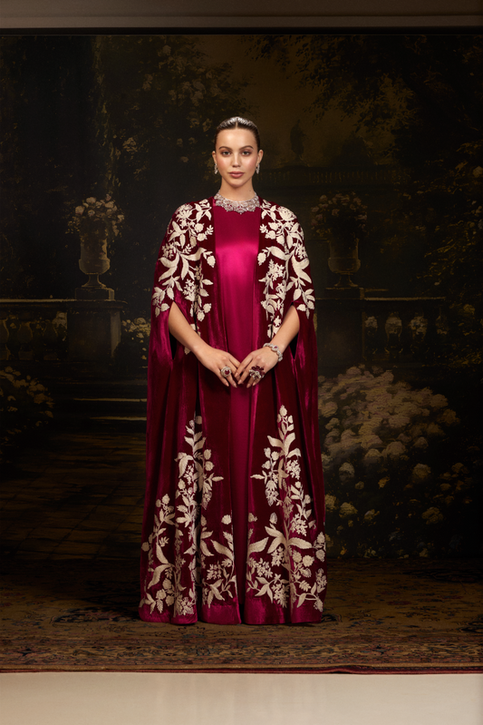 Red Velvet Jacket Gown