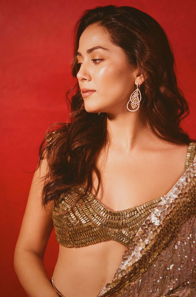 Mira Rajput Kapoor in our Beige Sequin Embellished Saree Set
