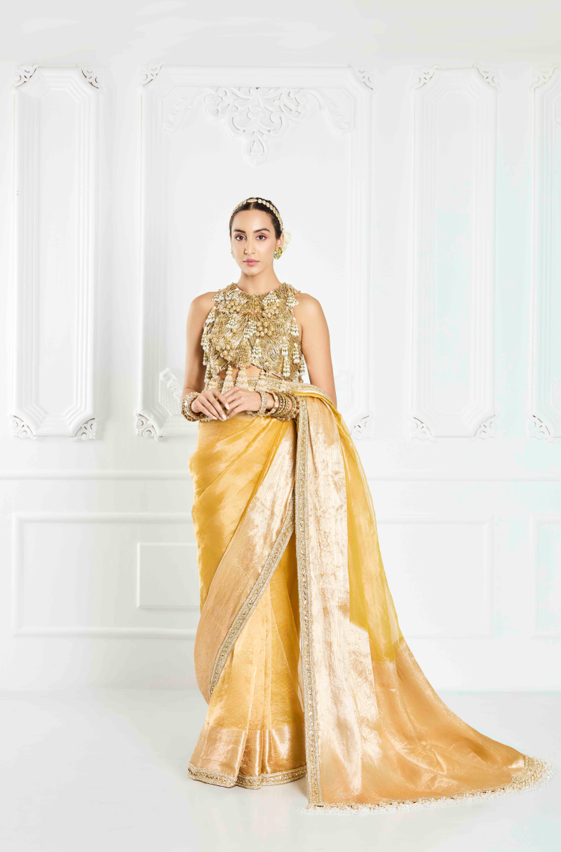 Sunrise Yellow Embroidered Saree Set