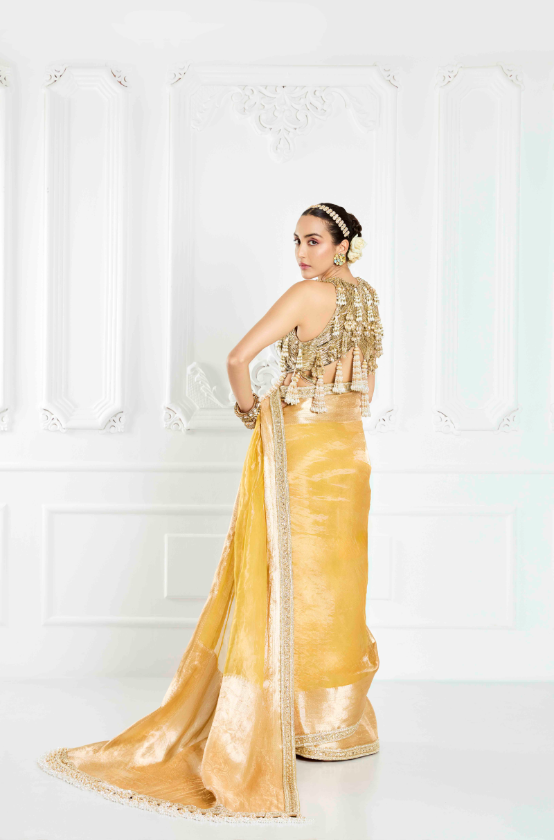 Sunrise Yellow Embroidered Saree Set