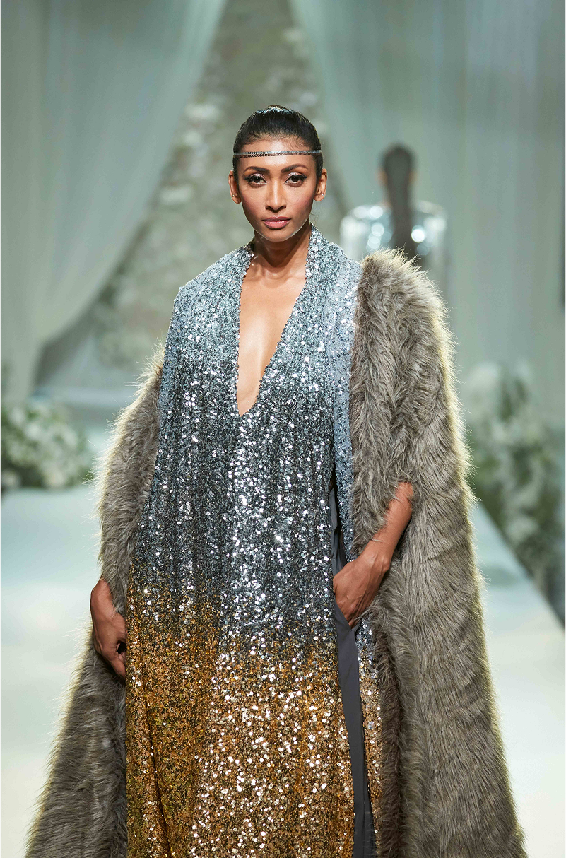 Silver to Gold Ombre Sequin Top Pant Set