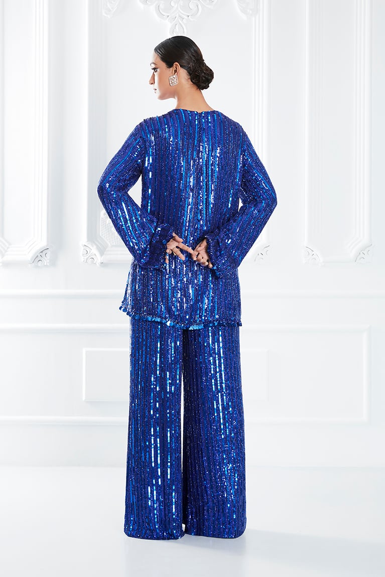 Blue Sequin Embellished Co-ord Set