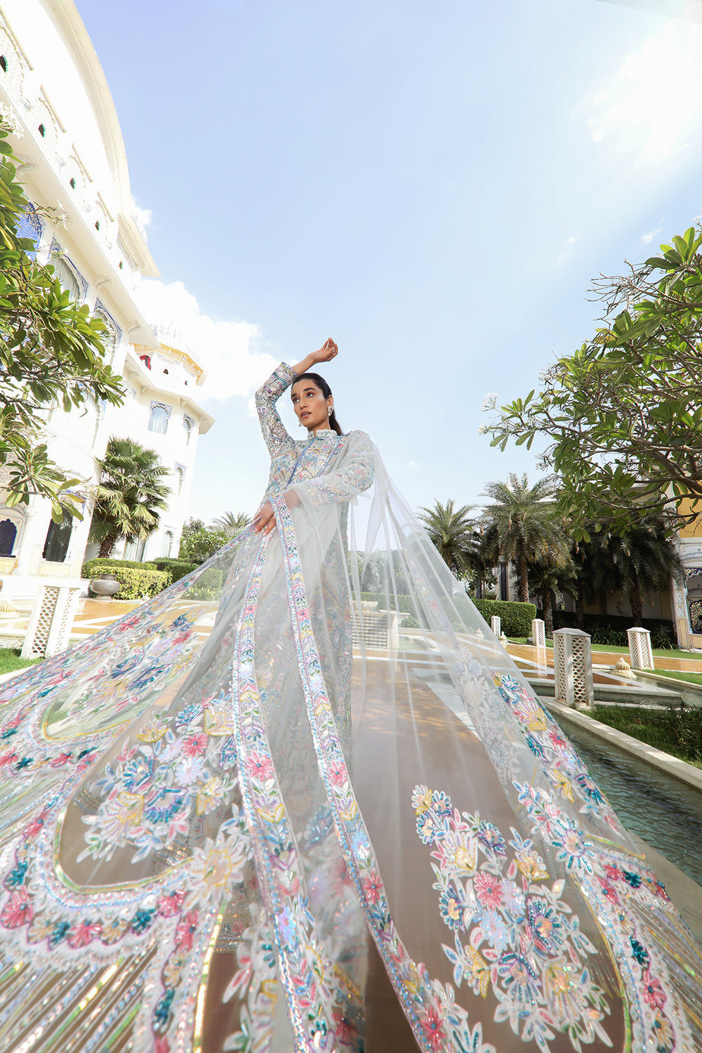 Grey Multicolor Kashmiri Kalidar Kurta Set