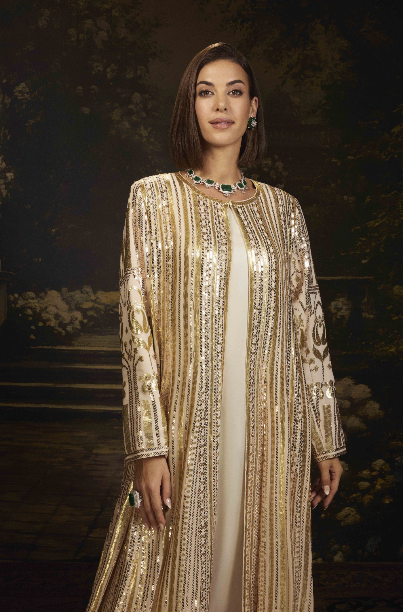 Ivory Georgette Jacket Gown