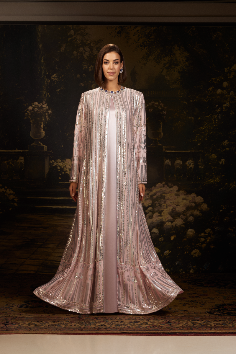 Light Pink Georgette Jacket Gown