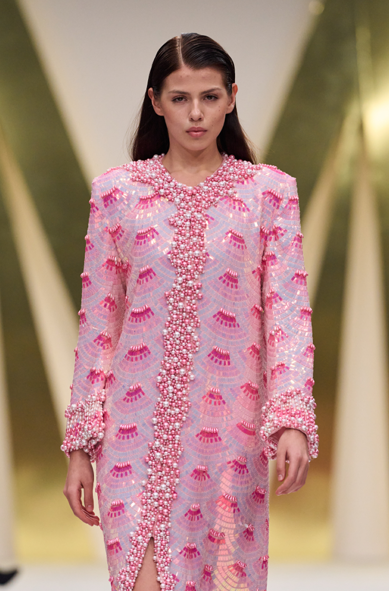 Pink Sequin Scallop Kaftan