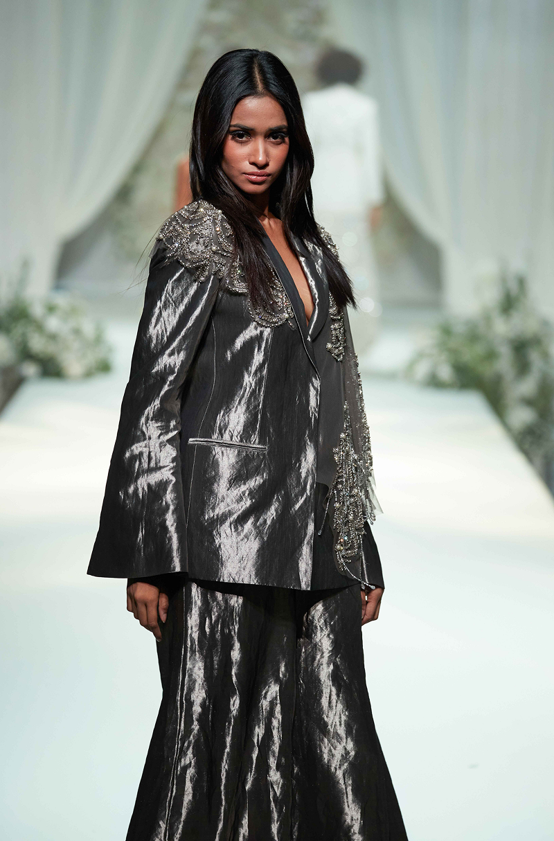 Charcoal Grey Tissue Blazer Set