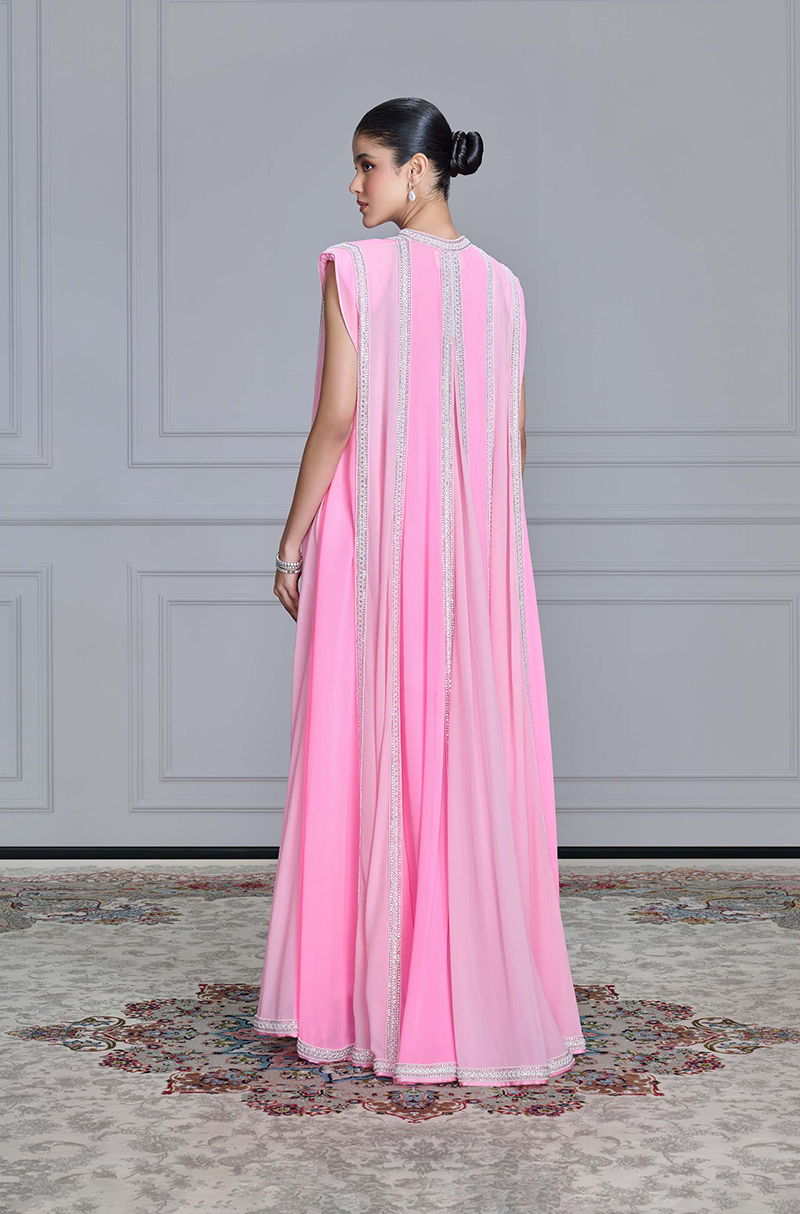 Pink Shaded Long Jacket Set