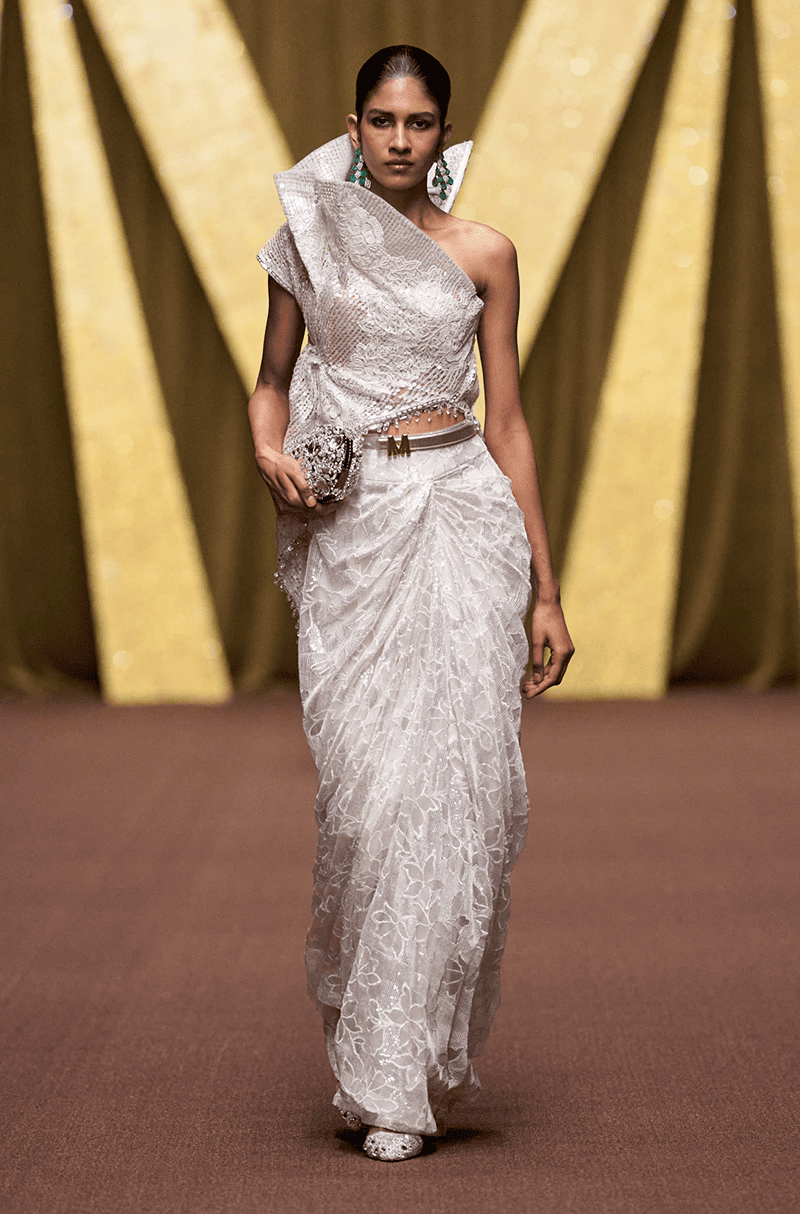 White Sequin Skirt Set