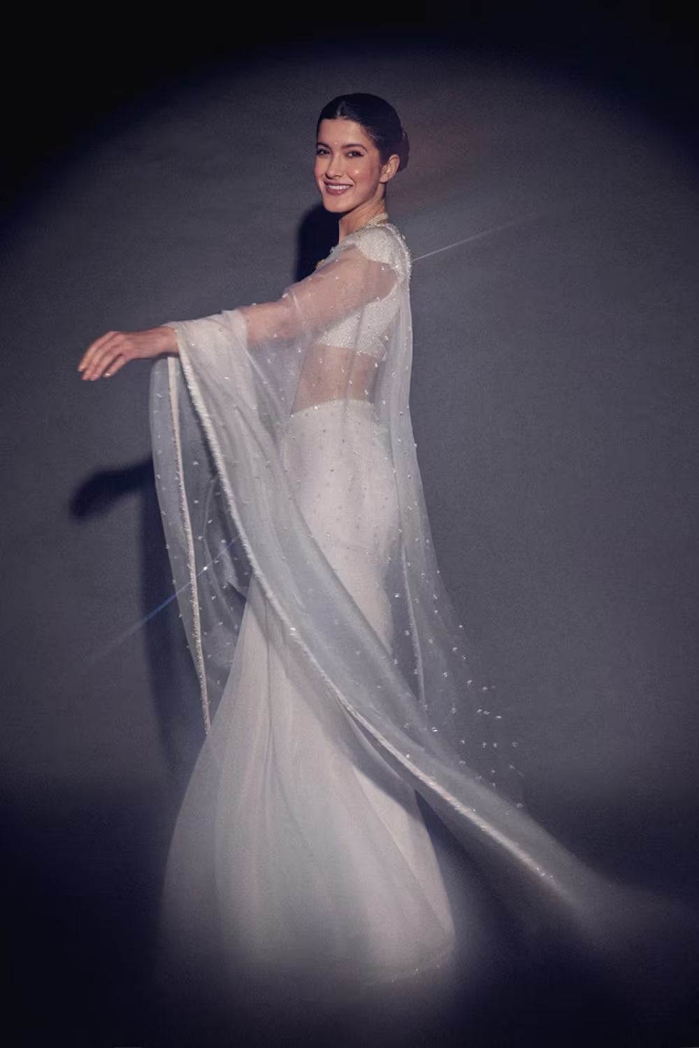 Shanaya Kapoor in Pearl Encrusted Saree Set