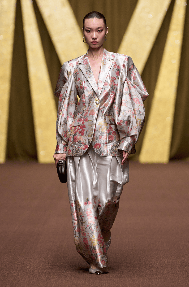 Ivory Floral Printed Tissue Blazer Set