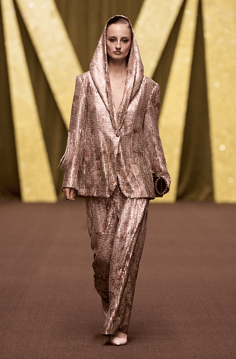 Rose Gold Floral Printed Blazer Set