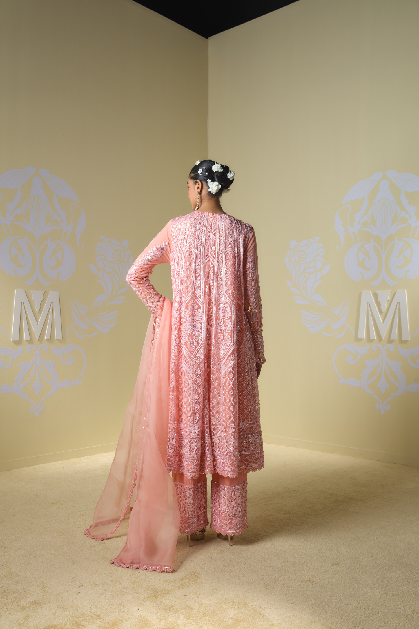Coral Kashmiri Embroidered Kurta Set