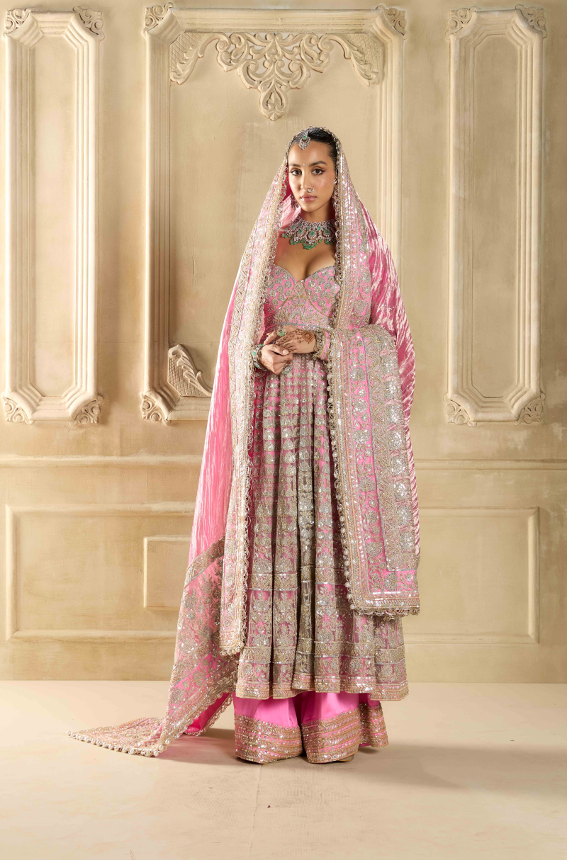 Blush Pink Embroidered Kalidar Kurta Set