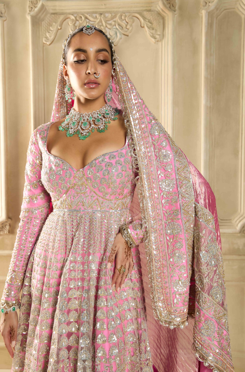 Blush Pink Embroidered Kalidar Kurta Set