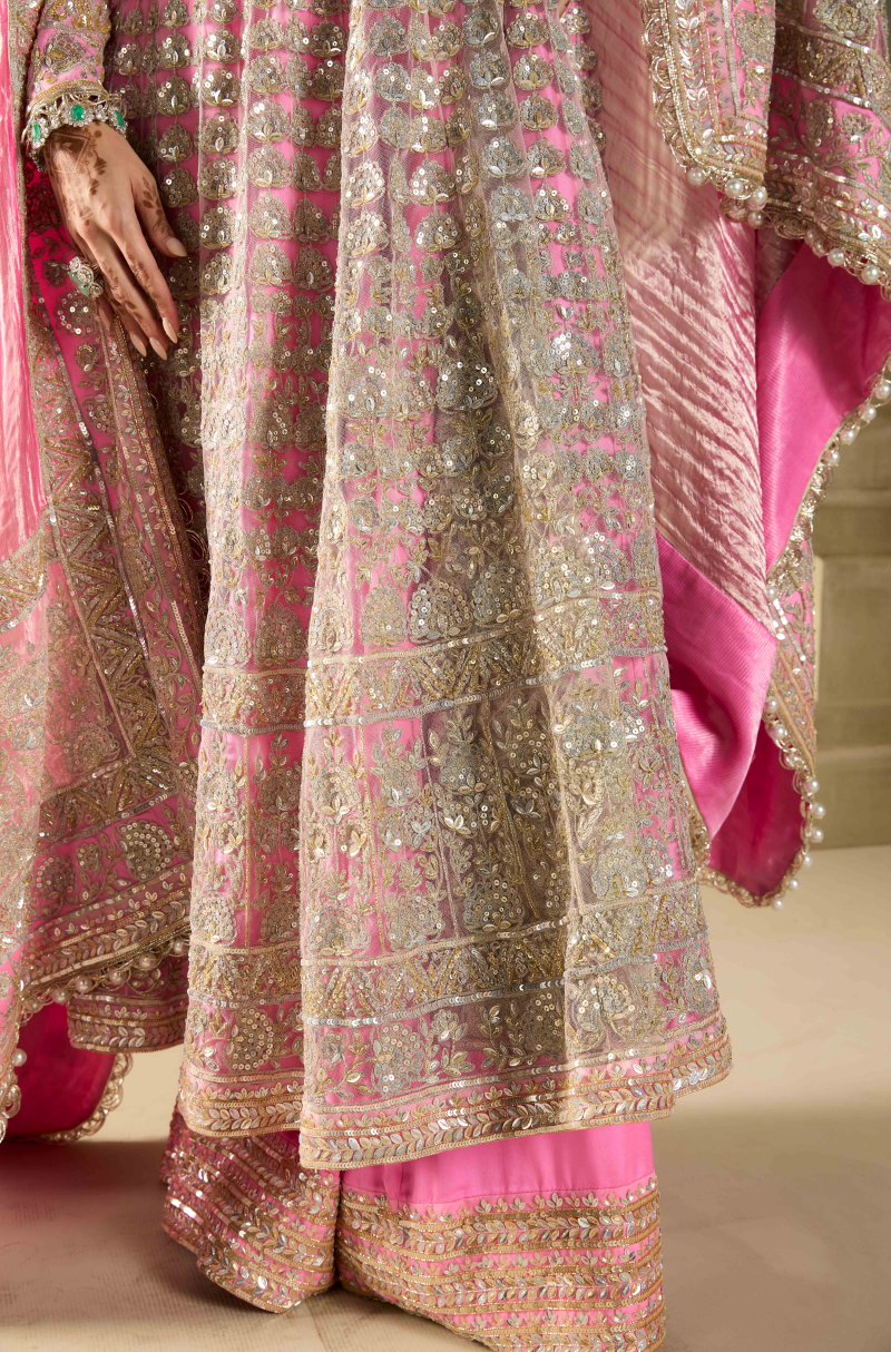 Blush Pink Embroidered Kalidar Kurta Set