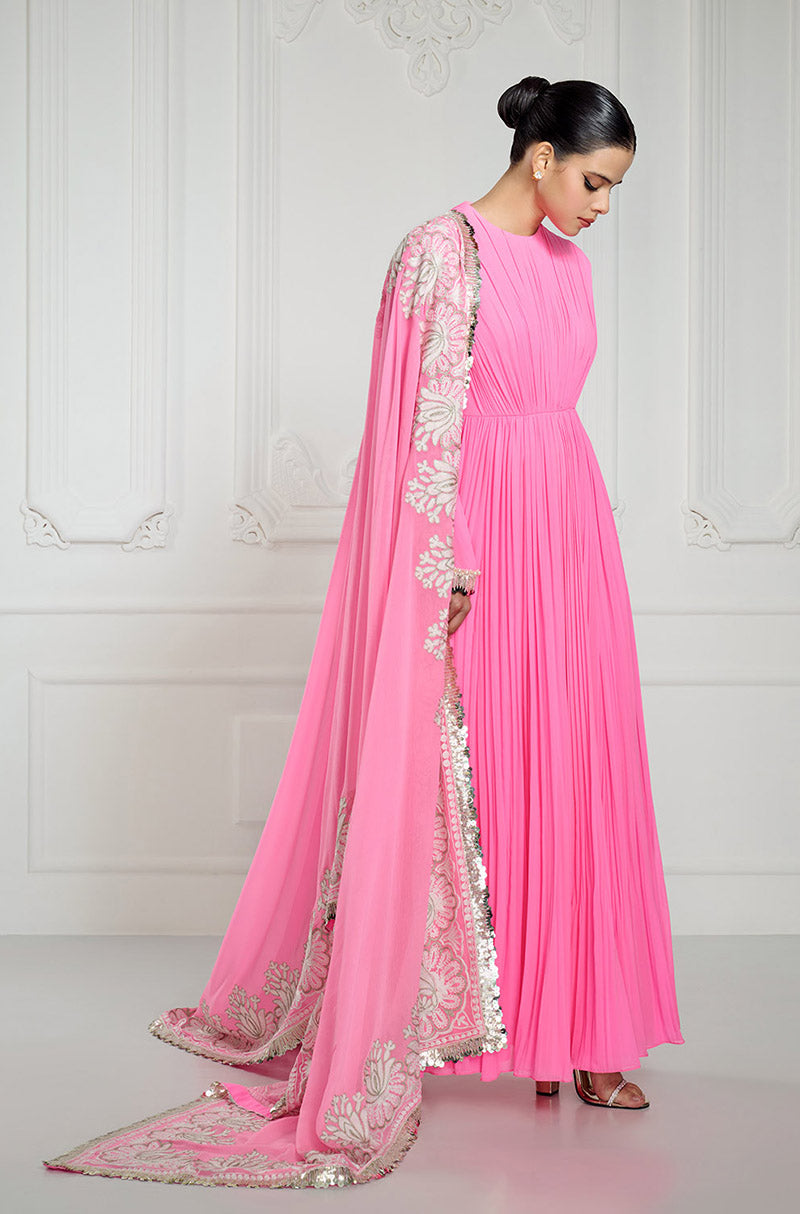 Bright Pink with Kashmiri Border Kurta Set