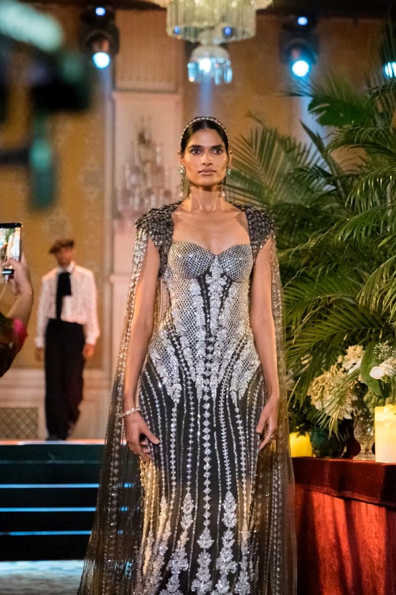 Charcoal Grey Fishtail Gown