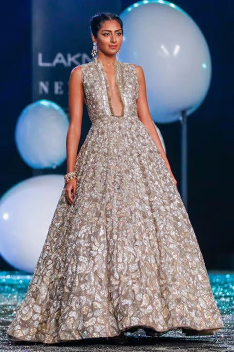 Oyster Embroidered Gown