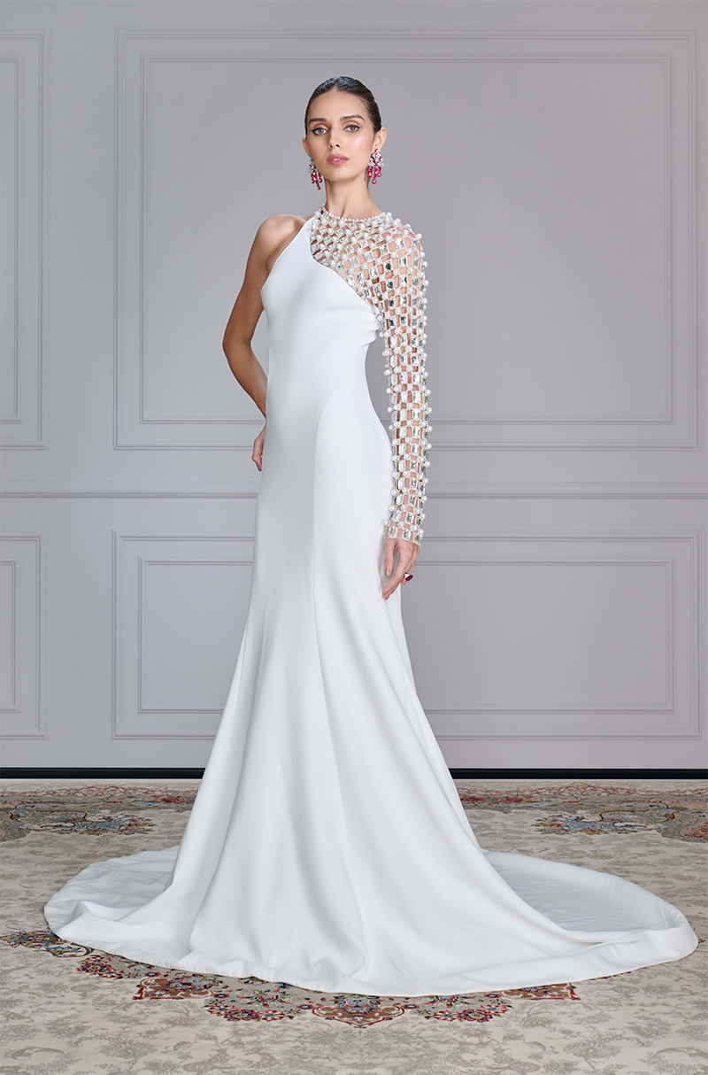 Ivory One Shoulder Cutout Gown