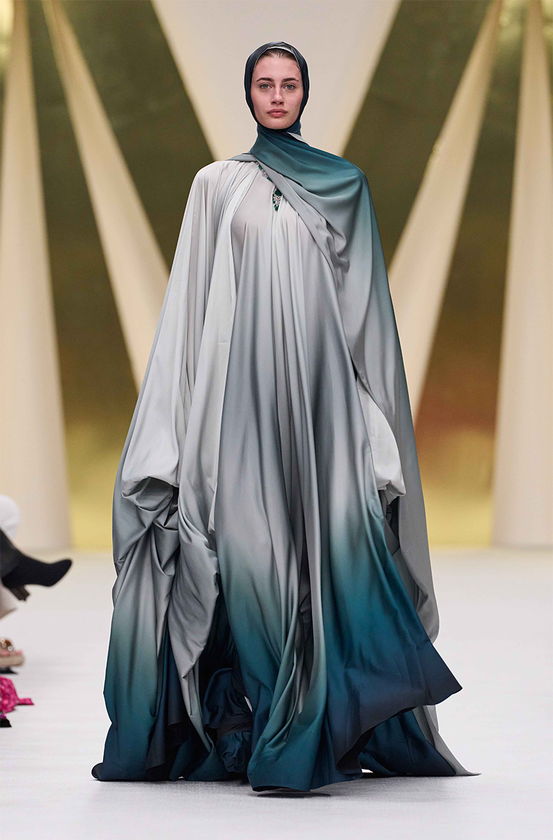 Teal Shaded Cowl Jalabia