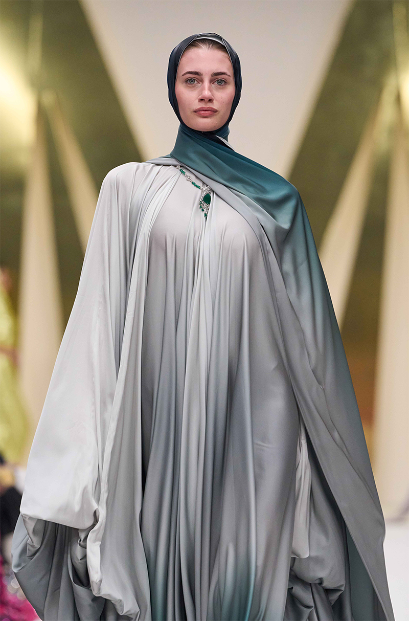 Teal Shaded Cowl Jalabia