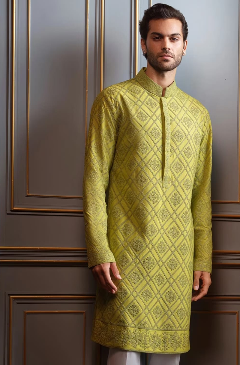 Green Dori Embroidered Kurta Set