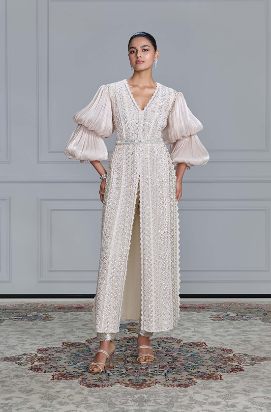 Ivory Sequin Embroidered Kurta Set