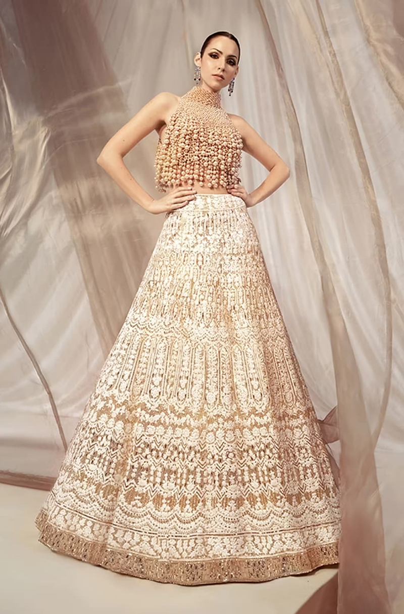 Ivory Mijwan Threadwork Lehenga Set
