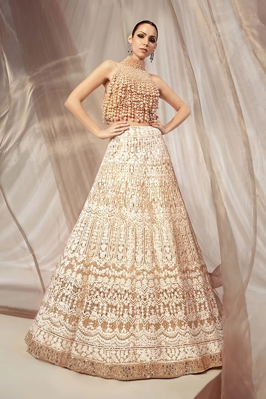 Ivory Mijwan Threadwork Lehenga Set