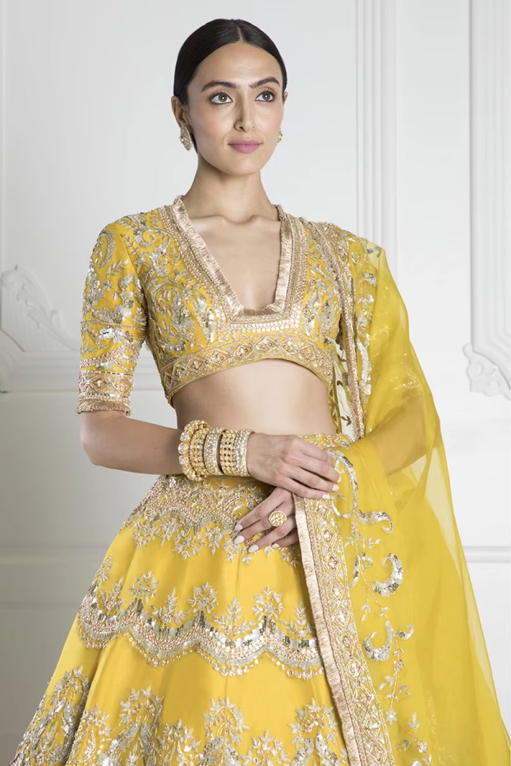 Canary Yellow Organza Lehenga Set