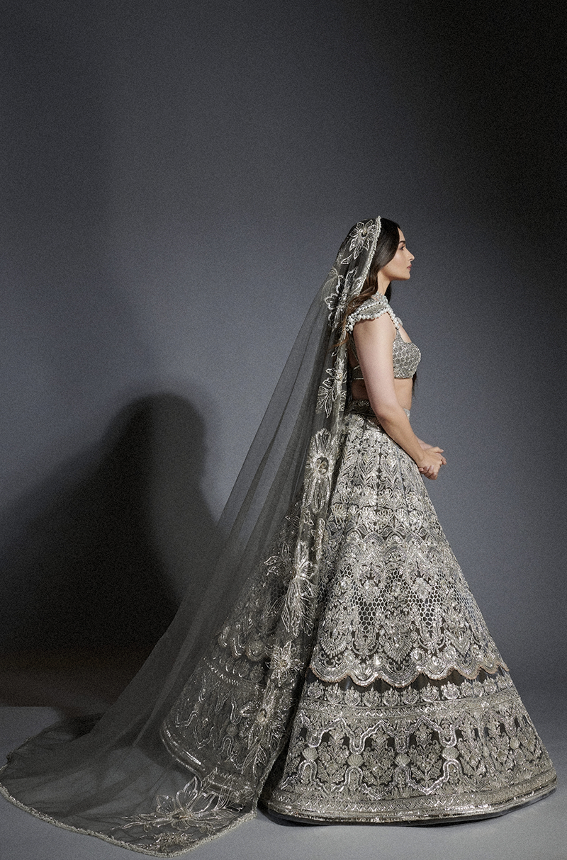 Alia Bhatt in our Lavish Grey Velvet Badla Lehenga Set