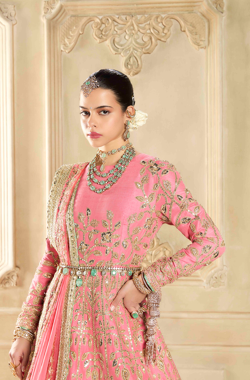 Blush Flamingo Embroidered Kalidar Kurta Lehenga Set