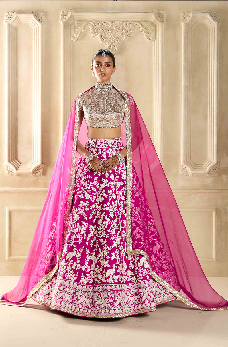 Magenta Embroidered Lehenga Set