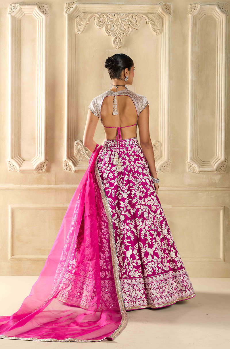 Magenta Embroidered Lehenga Set