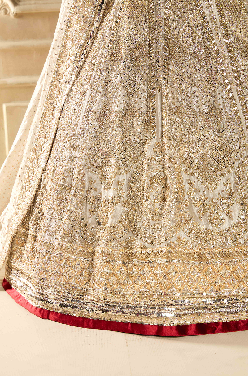 Silver Tissue Embroidered Lehenga Set