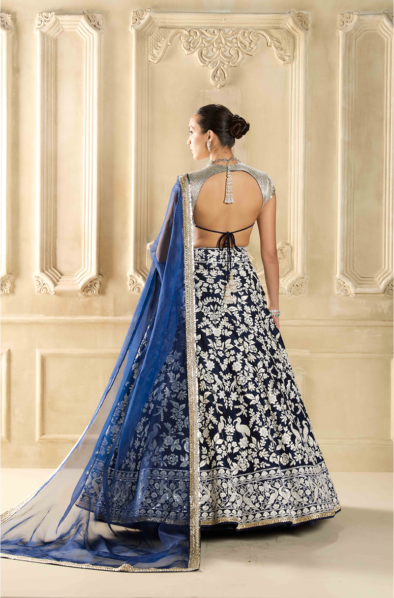 Navy Blue Embroidered Lehenga Set