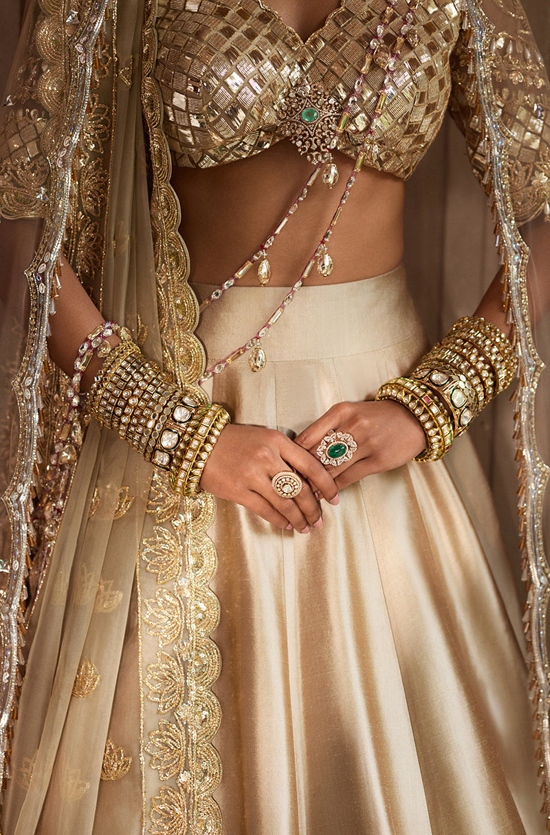 Oyster Lotus Embroidered Lehenga Set