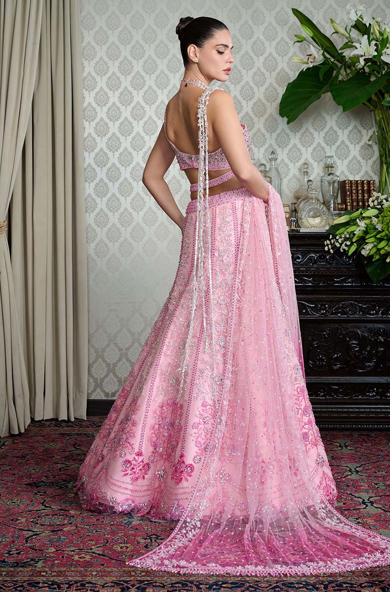 Pink Ombré Embroidered Lehenga Set