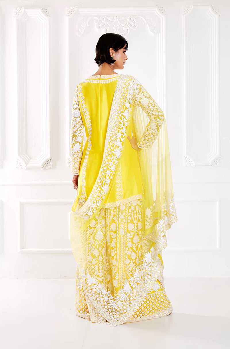 Yellow Kashmiri Embroidered Kurta Set