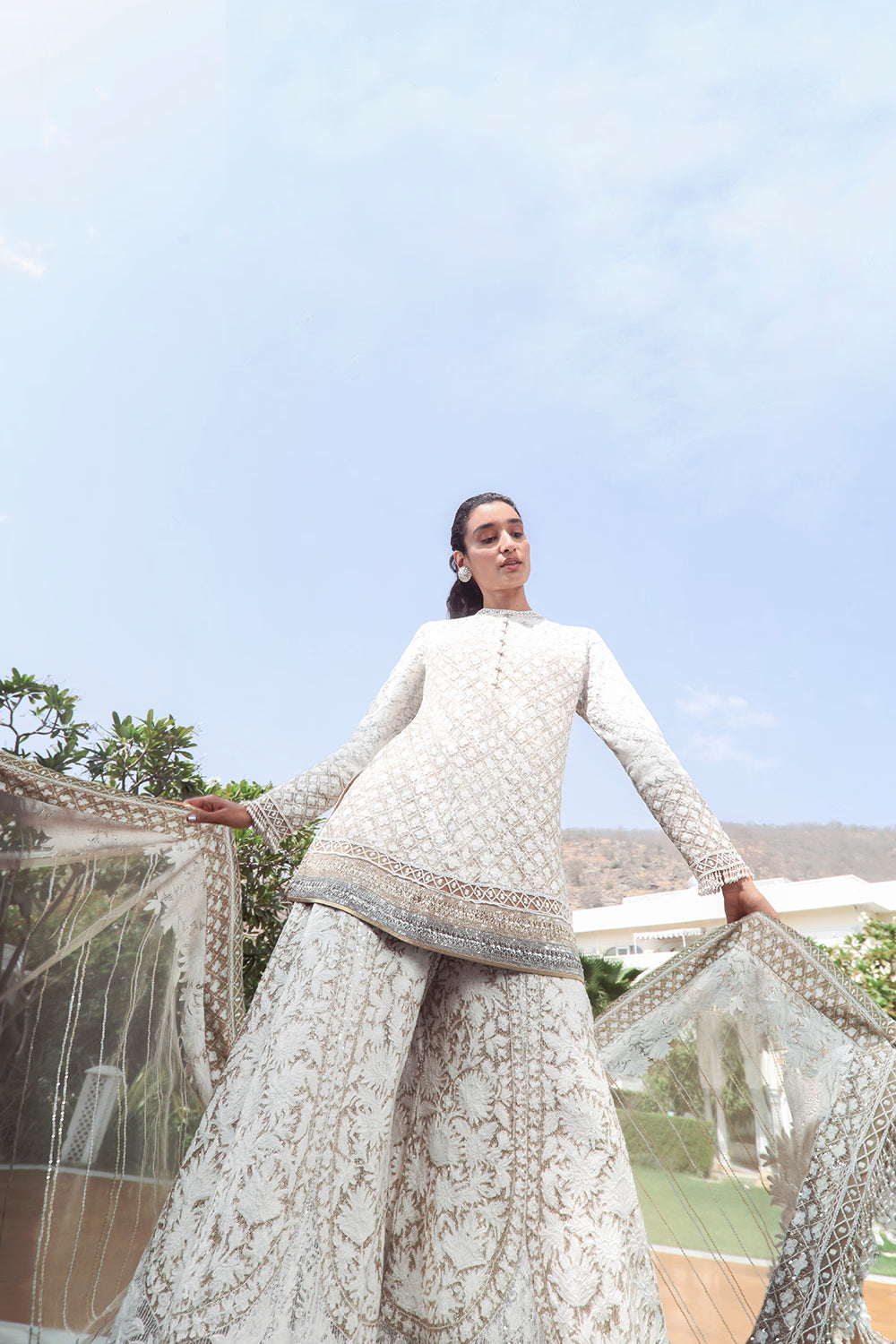 Beige Kashmiri Embroidered short Kurta Set