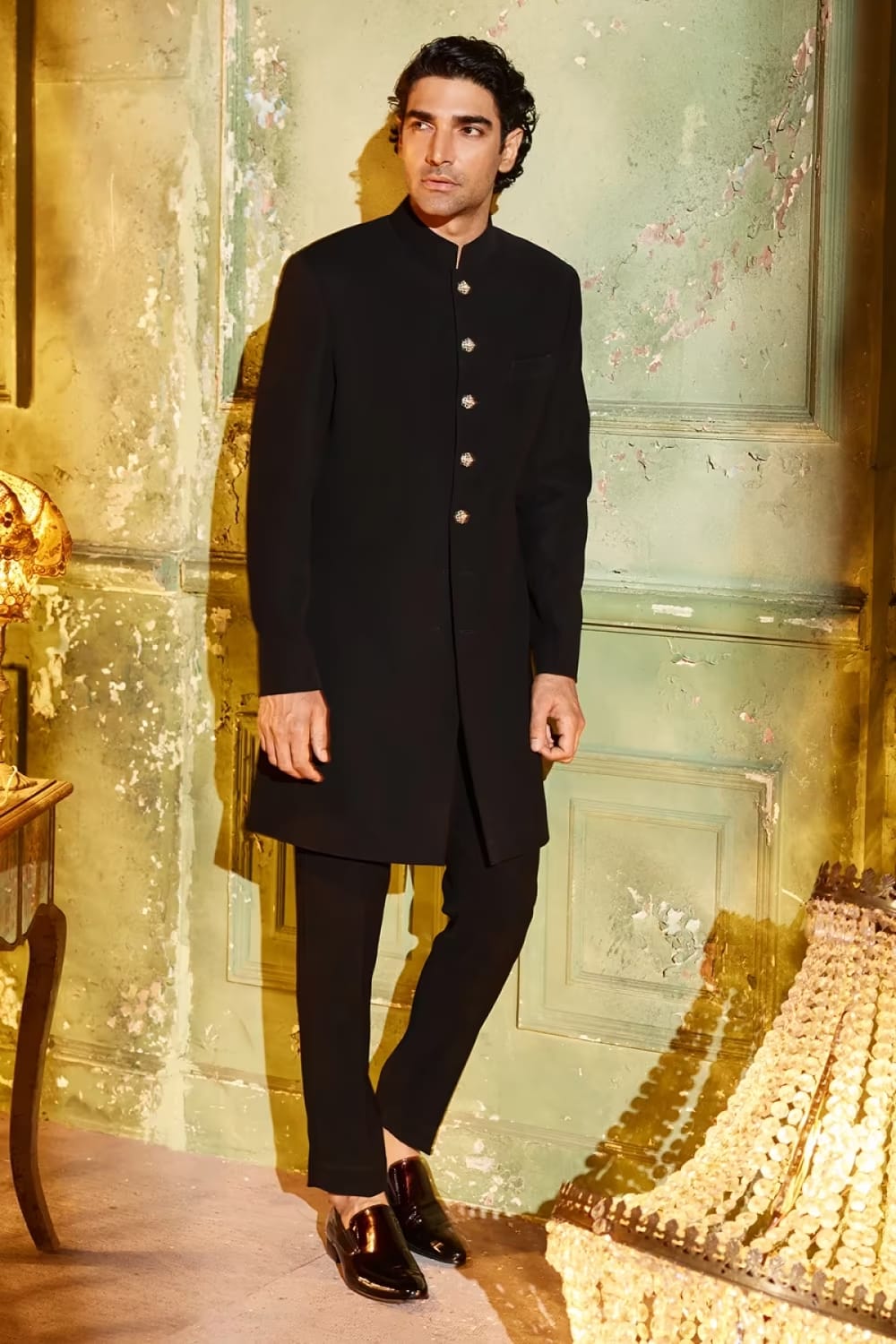 MM Classic Black Sherwani Set