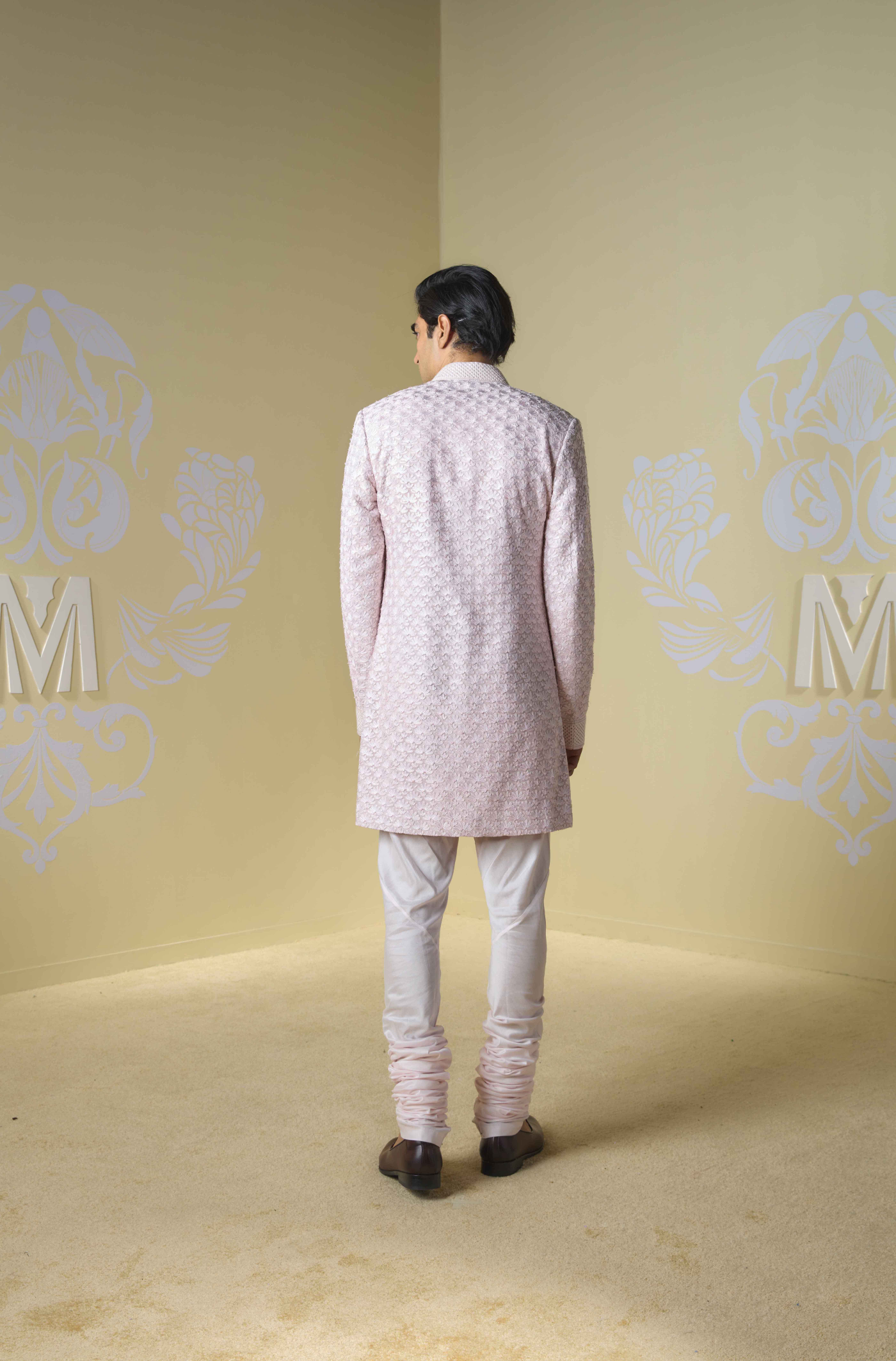 Powder Pink Kashmiri Sherwani Set